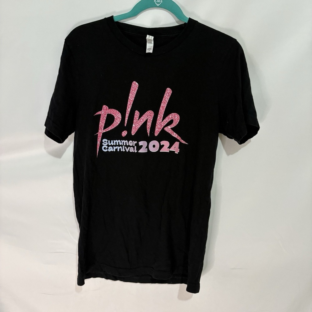Bella & Canvas Womens Pink Summer Carnival 2024 Concert Black Tee Size Medium